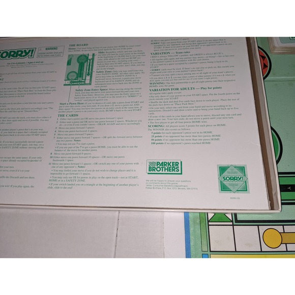 Vintage 1998 Sorry! Board Game Parker Brother's Complete - Picture 4 of 8